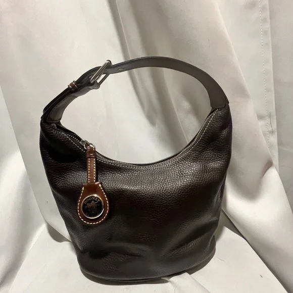 Vintage Dooney & Bourke Dark Brown Leather Hobo Bag - Picture 3 of 14